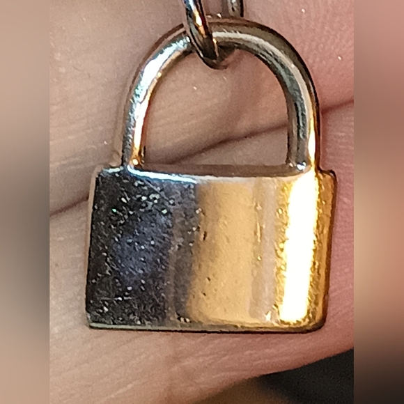 Silver Tone Lock (G) Toggle Necklace - Picture 4 of 7